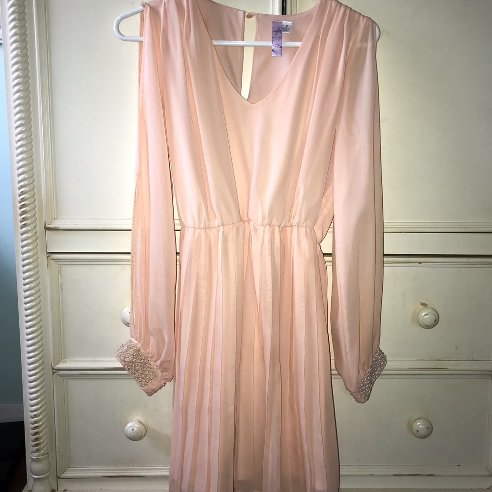 Baby PINK DRESS with BEADED wrists!